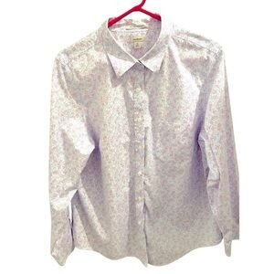 L. L. Bean 100% cotton women’s  floral print Oxford shirt.